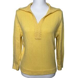 Vintage 60s Dalton Womens Size Medium Yellow Cashmere Sweater Sailor Collar